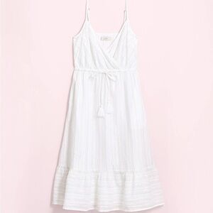 Loft Plus White Shimmer Stripe Strappy Pocket Midi Dress